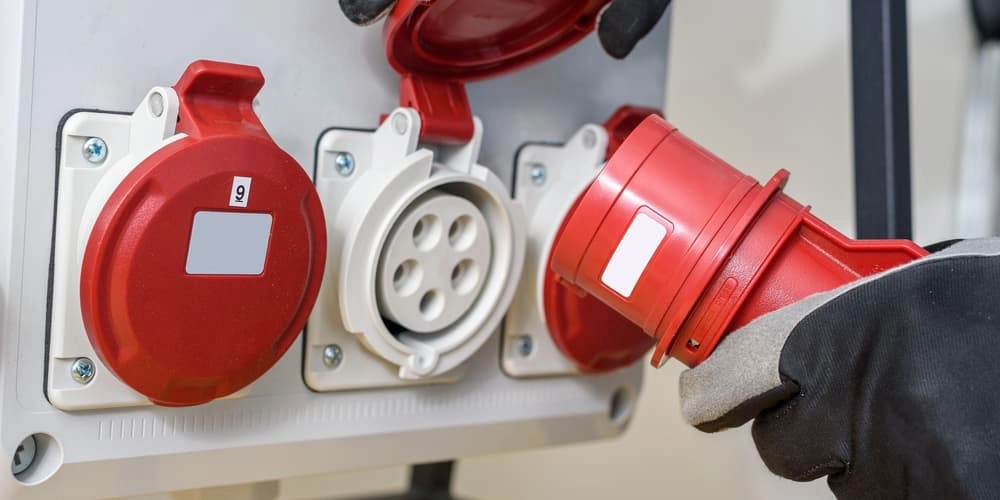 Steckdose für Baustrom in einem Baustromverteiler