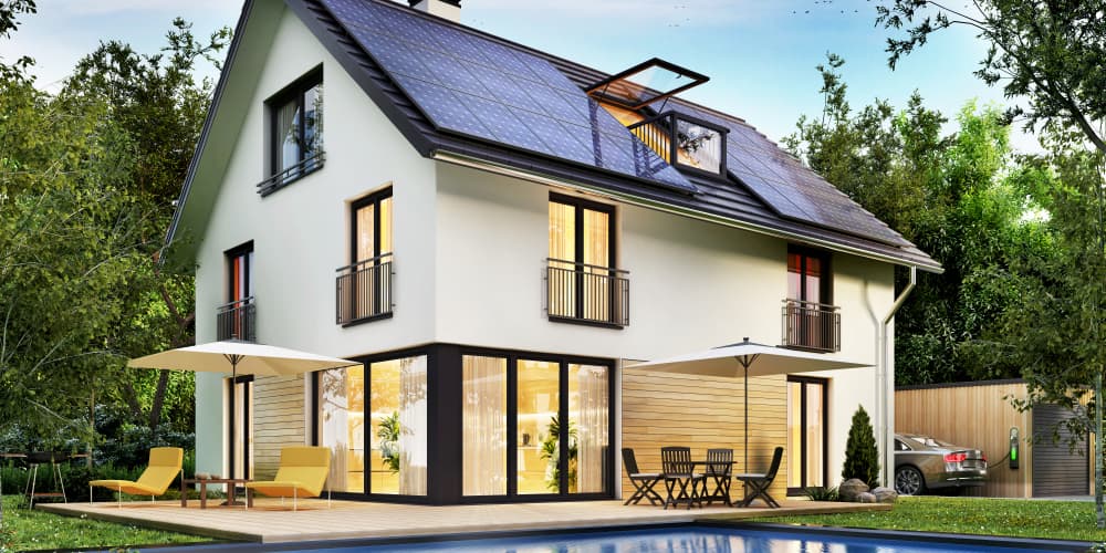 Eine PV-Anlage auf dem Dach eines Einfamilienhauses, welche Photovoltaik Förderung gibt es